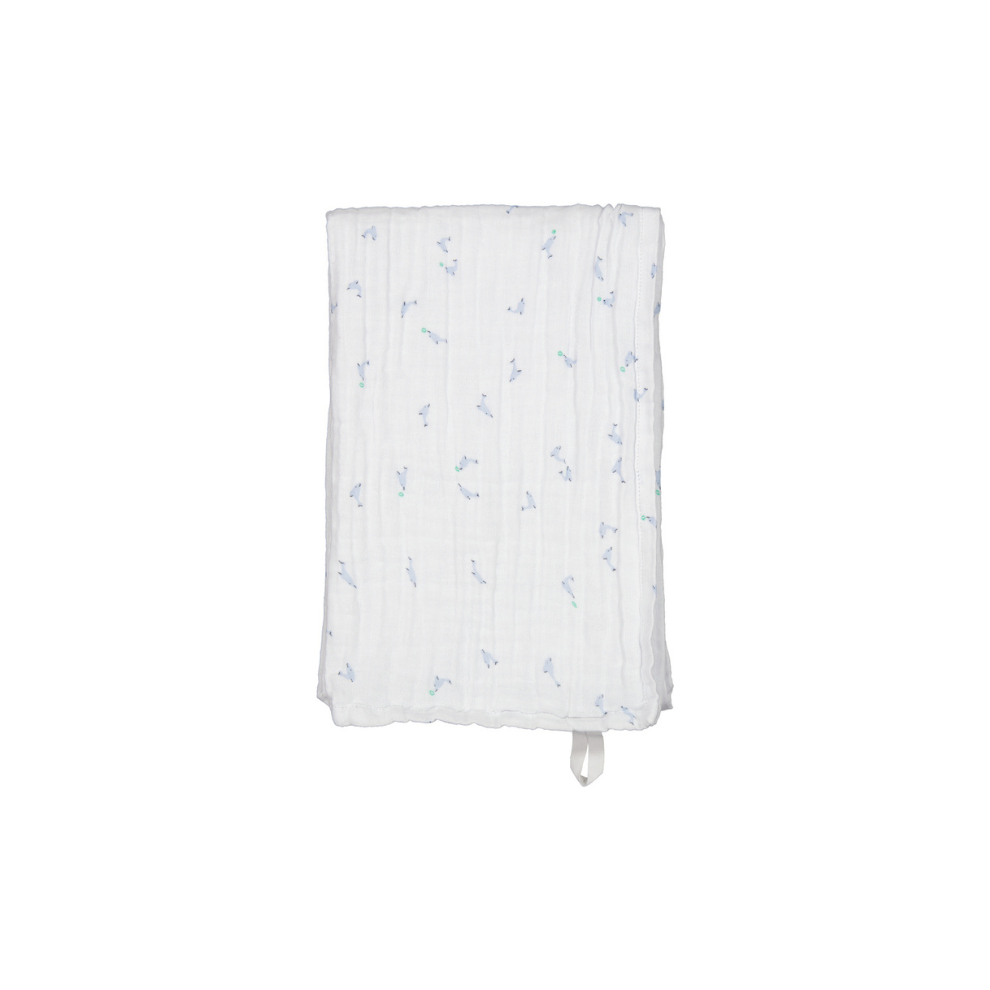Hydrophile Tücher Ada - 65x65cm - 2er-Pack - Bio-Baumwollmusselin - Delphin/Dolphin Print - MarMar Copenhagen