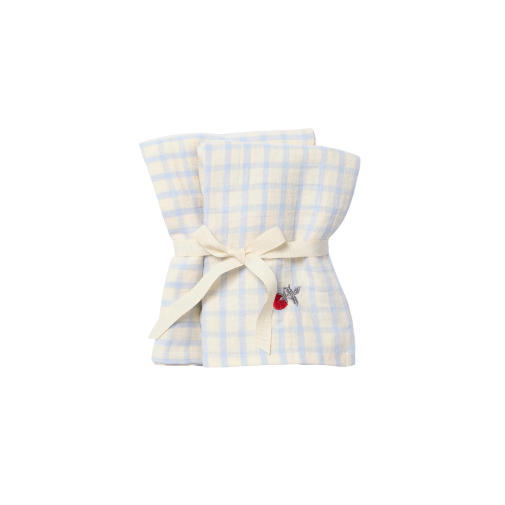 Hydrophile Tücher - Musselindecke - 2 Paar - 60x60 cm - Gingham Sky Blue - Garbo&Friends