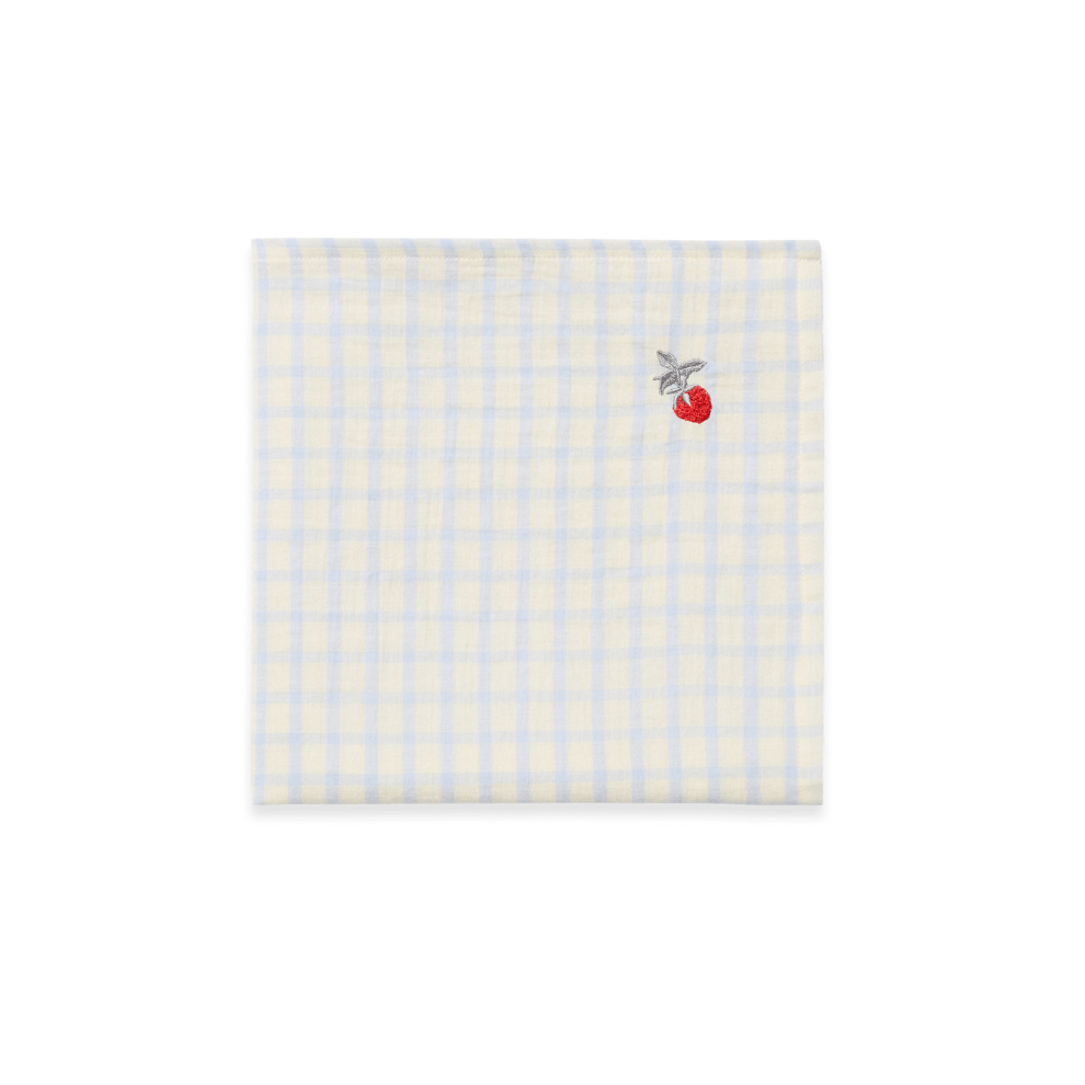 Hydrophiles Tuch 110x110cm - Musselin Pucktuch Gingham Sky Blue - Bio-Baumwolle - Garbo & Friends