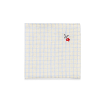 Hydrophiles Tuch 110x110cm - Musselin Pucktuch Gingham Sky Blue - Bio-Baumwolle - Garbo & Friends