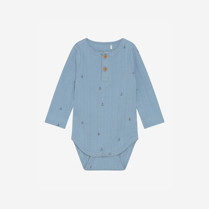 Romper Lange Mouw - Biologisch Katoen - Mountain Spring/Blauw - Fixoni