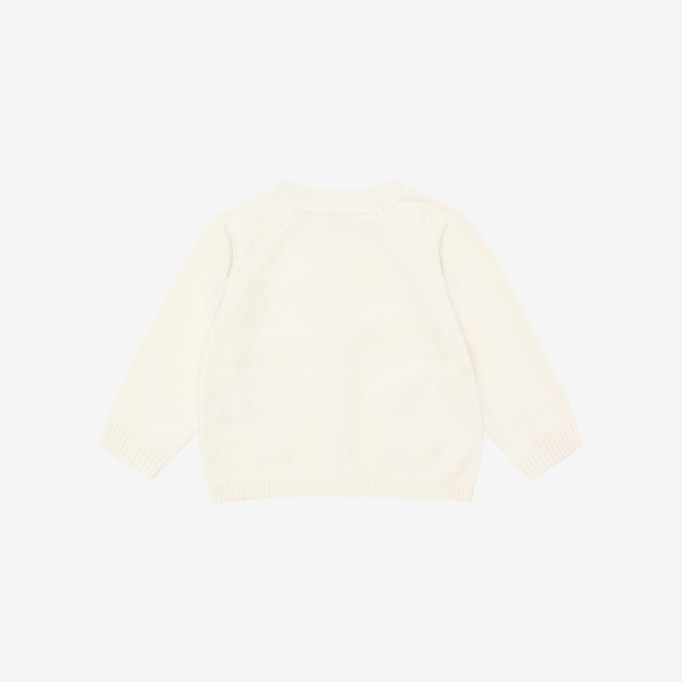 Gebreid Baby Vestje - Biologisch Katoen - Knit Cardigan - Antique White - GOTS - Fixoni