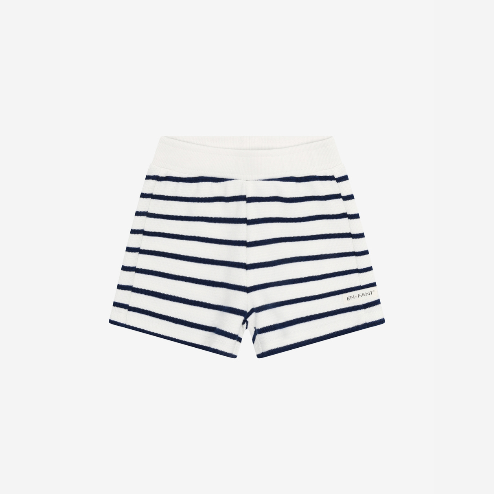 Gestreifte kurze Hose - Sweat Shorts - Medieval Blue Stripe - Baumwolle - En Fant