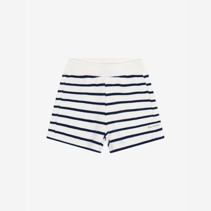 Gestreifte kurze Hose - Sweat Shorts - Medieval Blue Stripe - Baumwolle - En Fant