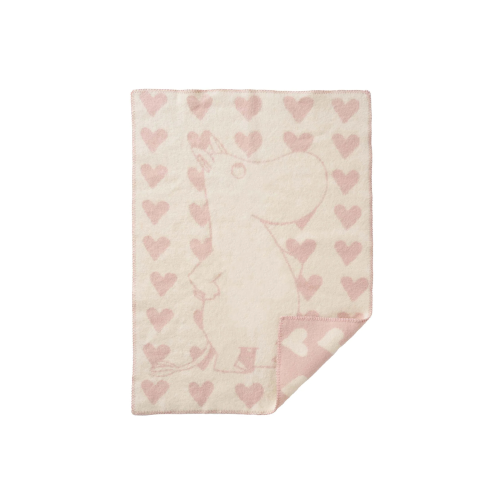 Wiegedecke Moomin Heart - Bio-Wolle - Pink/Rosa - 65x90 cm - Klippan
