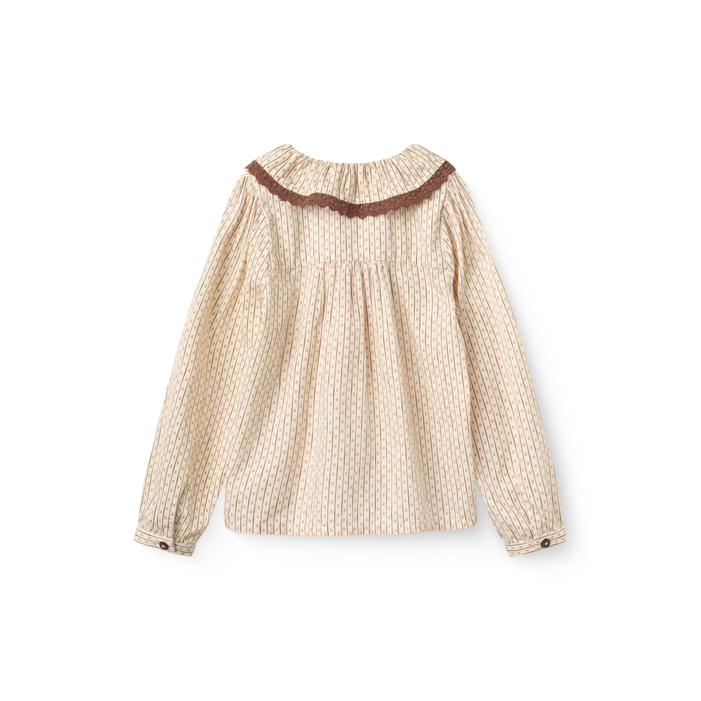 Blouse met ruffle kraagje - Sand Flower Print - 100% biologisch katoen - Copenhagen Colors - achterkant