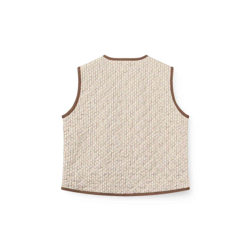 Gilet doorgestikt met kant - Sand Flower Print - Katoen - Copenhagen Colors - achterkant