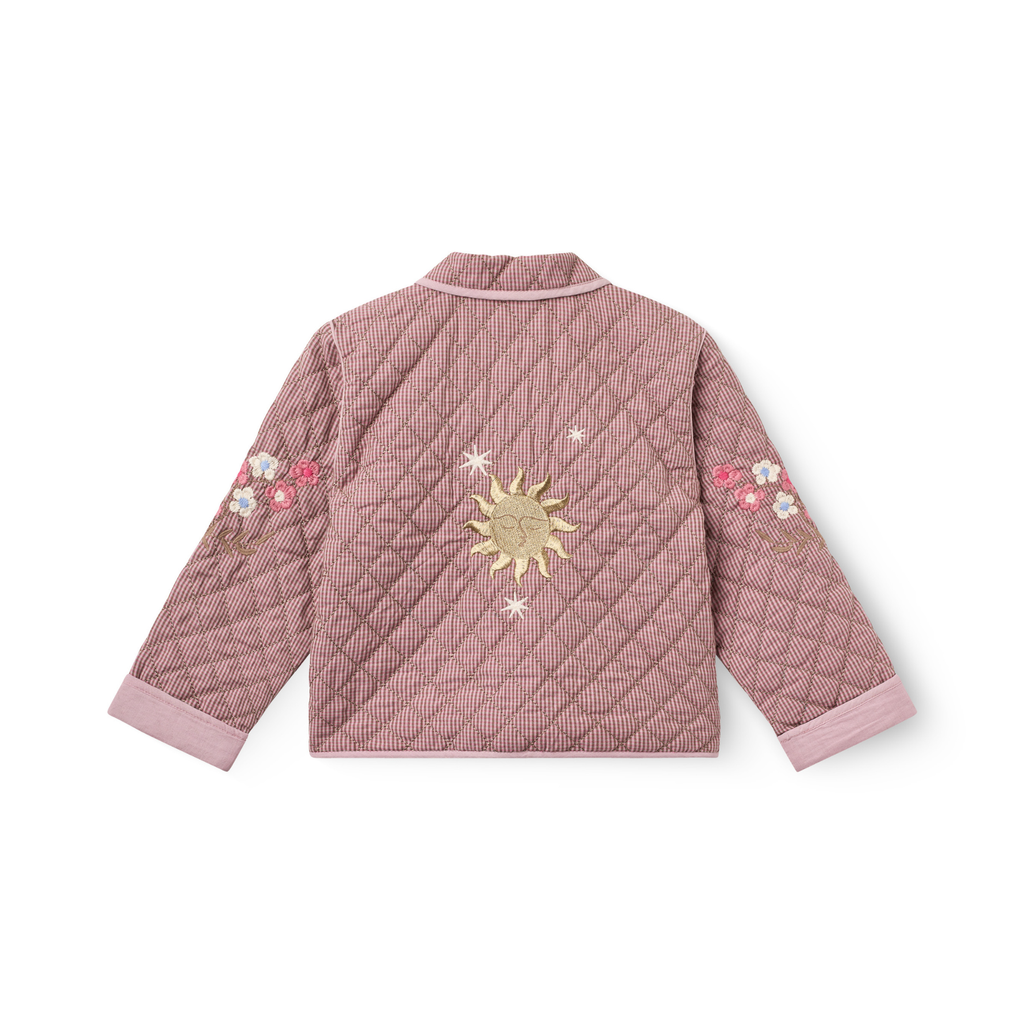 Geruit quilted jasje met borduursel - Winter Rose Check Comb - Katoen - Copenhagen Colors - achterkant