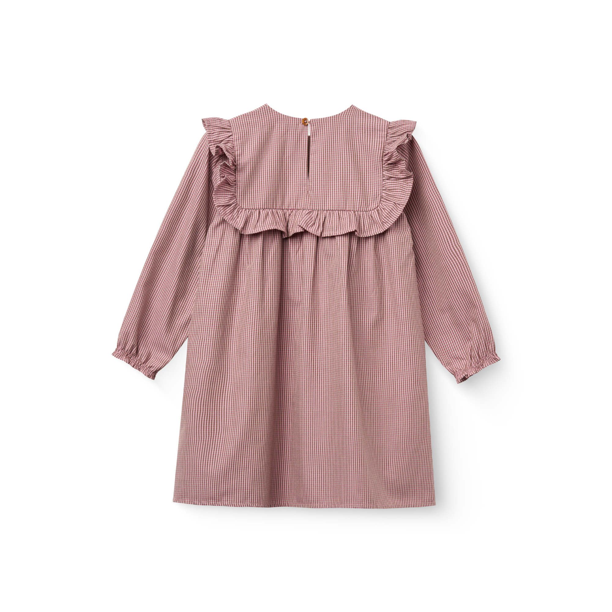 Geruite jurk met borduursel - Winter Rose Check Comb - 100% biologisch katoen - Copenhagen Colors - achterkant