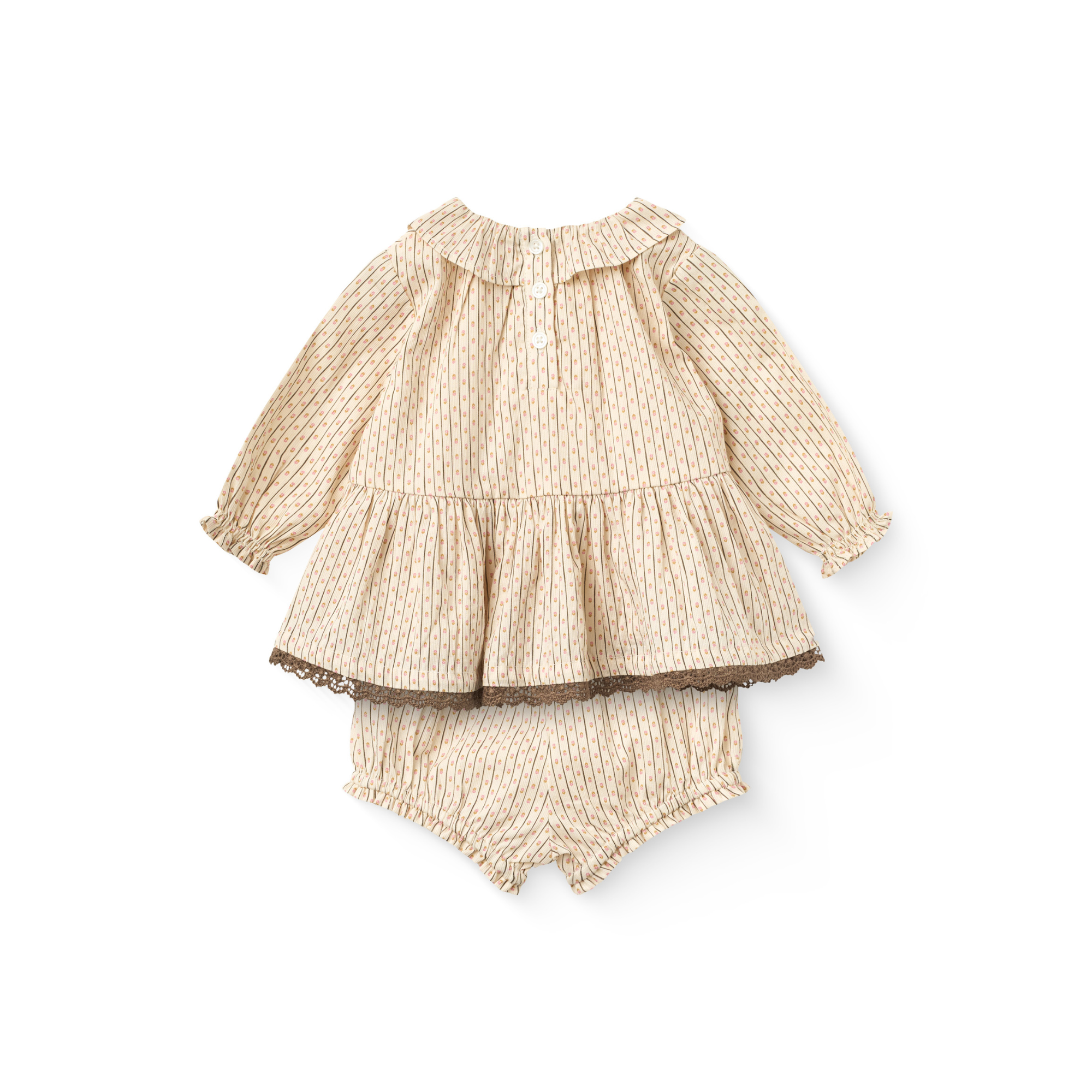 Baby set blouse en bloomer - Sand Flower Print - 100% biologisch katoen - Copenhagen Colors - achterkant