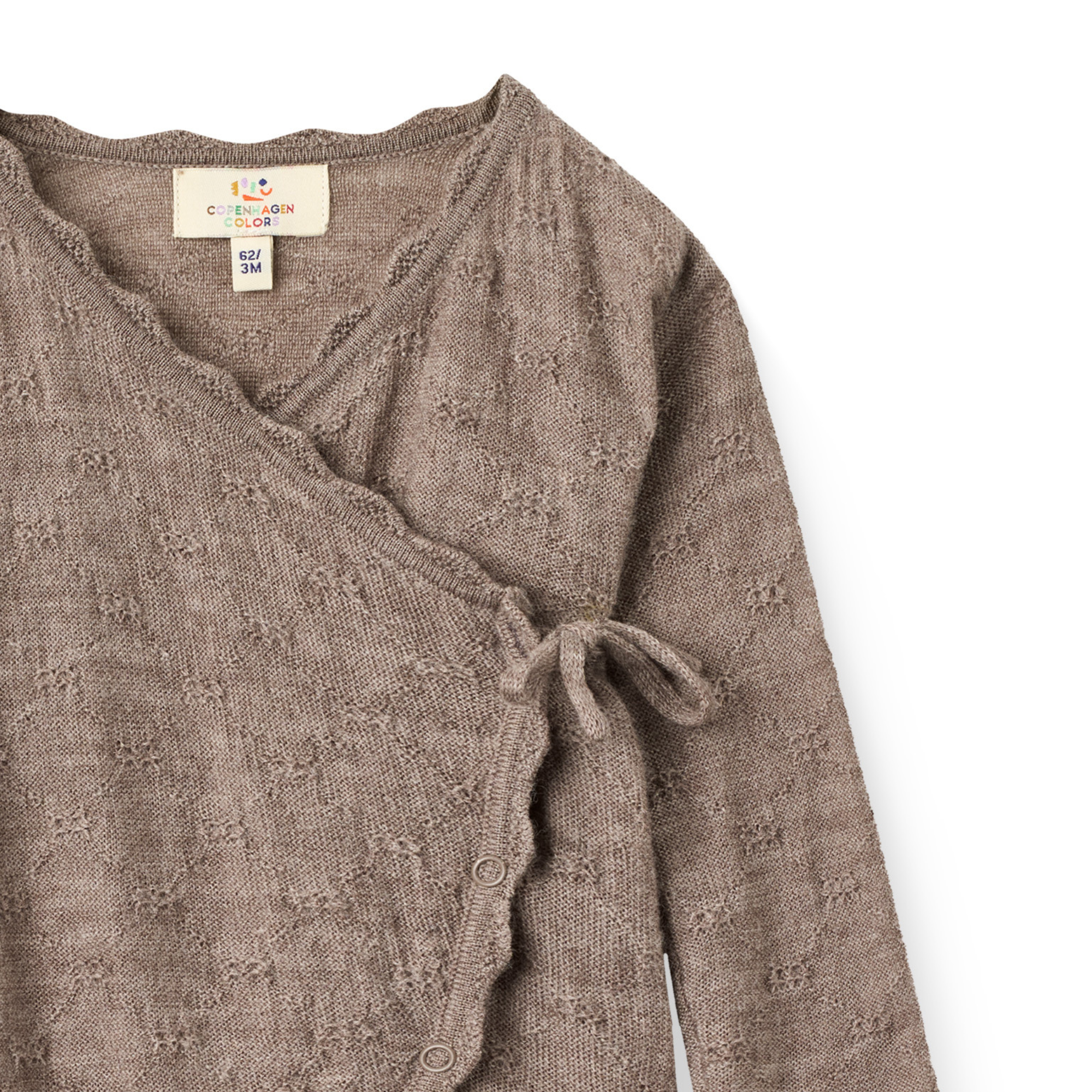 Pointelle boxpakje met scallop rand - Natural Melange - 100% merino wol - Copenhagen Colors - close up