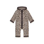 Buitenpak van merino wol fleece - Camel Melange panterprint - HUTTEliHUT