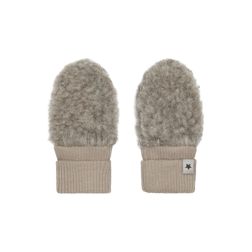 Baby wantjes - Wool teddy - Camel Melange - 100% wol - HUTTEliHUT
