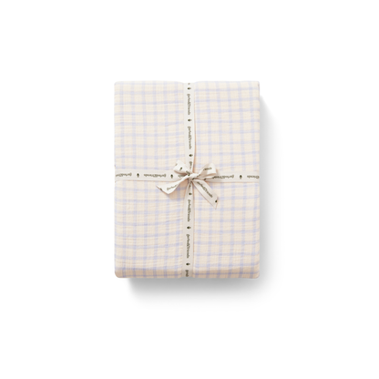 Fitted sheet - Muslin Fitted Sheet Junior - 70x140 - Organic cotton muslin - Gingham Sky Blue - Garbo & Friends