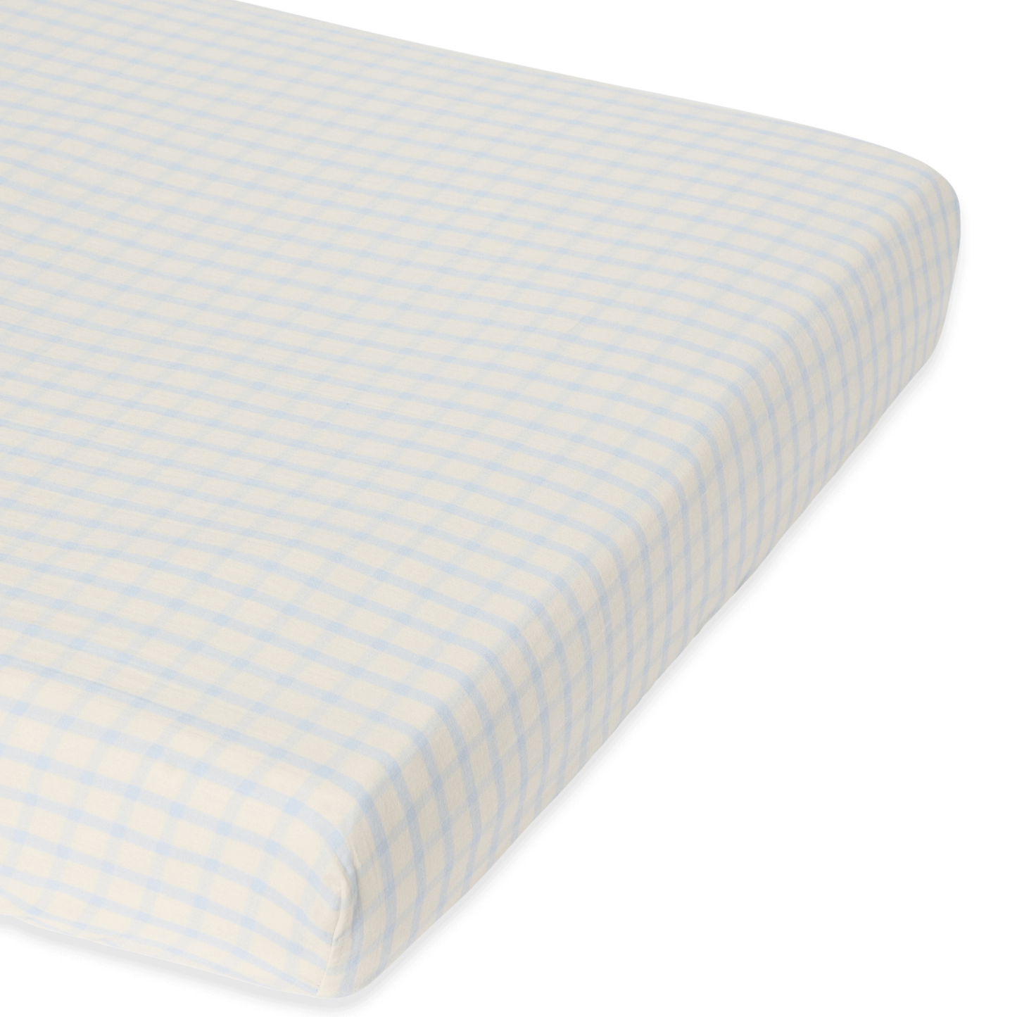 Fitted sheet - Muslin Fitted Sheet Junior - 70x140 - Organic cotton muslin - Gingham Sky Blue - Garbo & Friends
