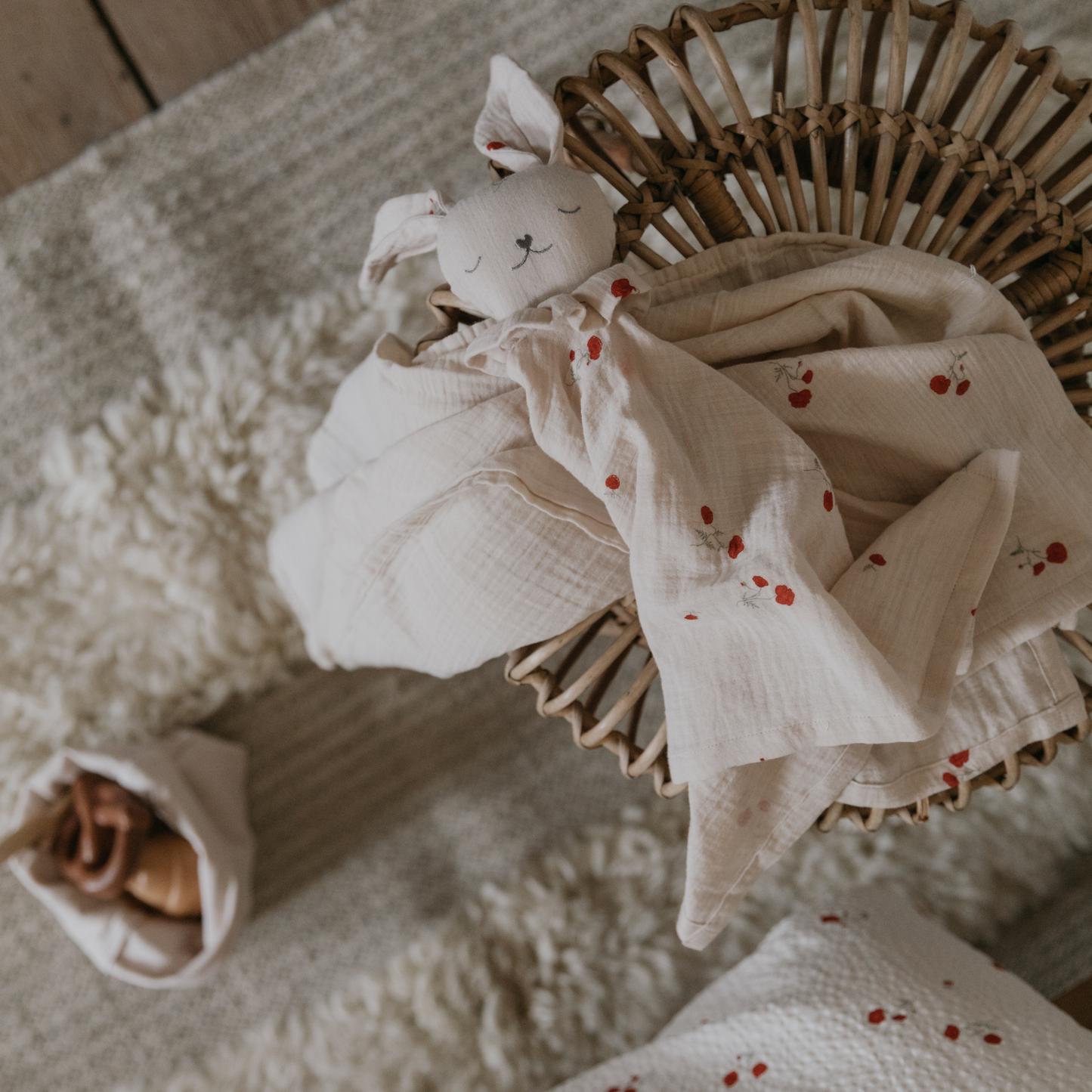 Cuddle cloth Bunny - Muslin Bunny Cuddle cloth - Organic cotton - Poppy - Garbo&Friends