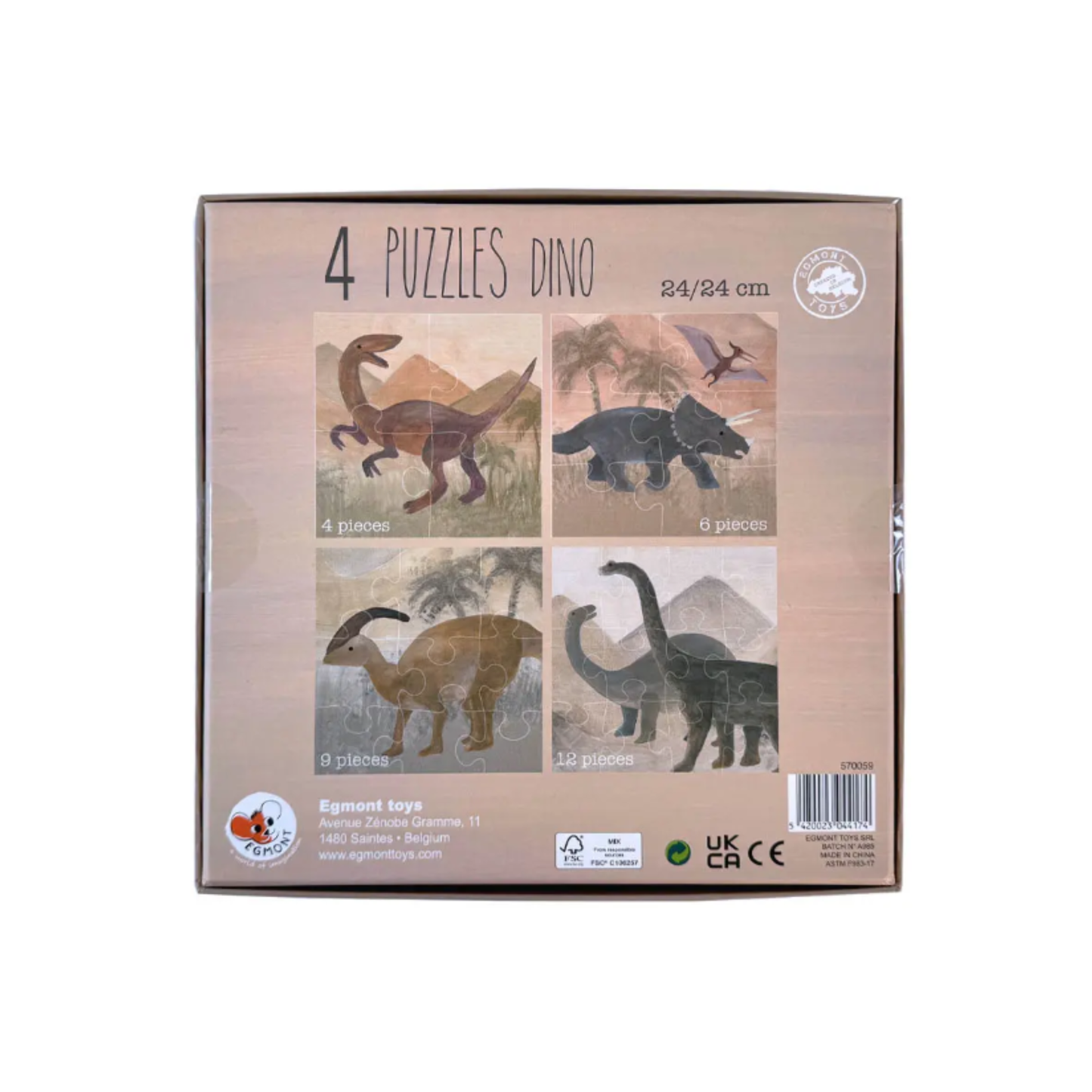 4 Puzzles Dino - 2+ Jahre - FSC-Karton - Egmont Toys