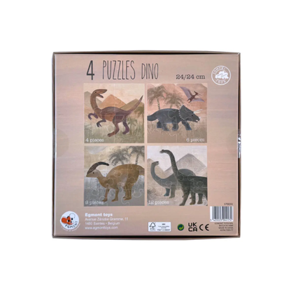 4 Puzzles Dino - 2+ Jahre - FSC-Karton - Egmont Toys