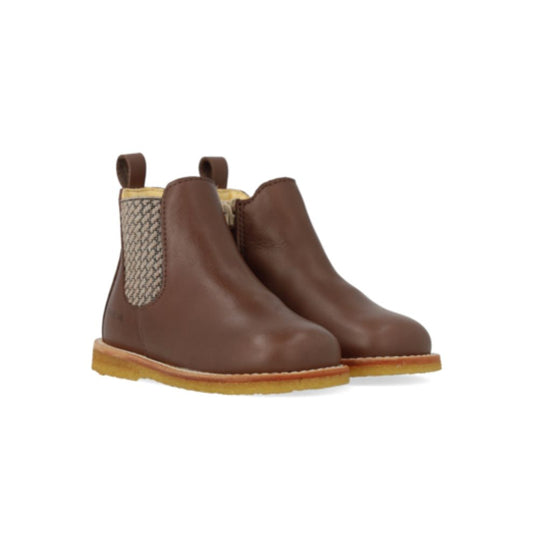 Classic chelsea laars - Leer - Donker taupe/check - Angulus product