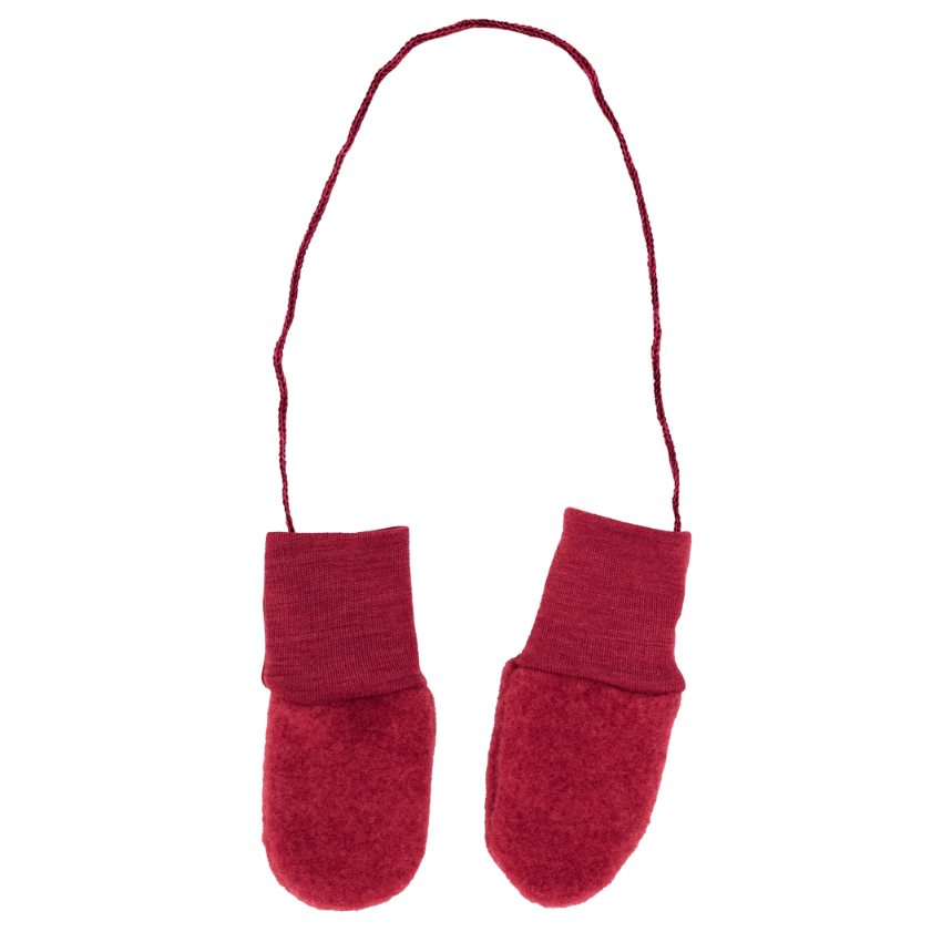 Mittens with string - Wool fleece - Cinnamon - Engel Natur