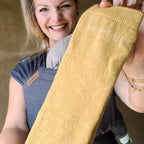 Baby Leg Warmers – Merino Gold – Jambières bébé en laine – Laine mérinos et cachemire – Hoppediz