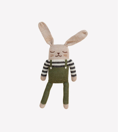 Knitted bunny plush - Olive green overall - Alpaca wool - Main Sauvage x Organic Zoo