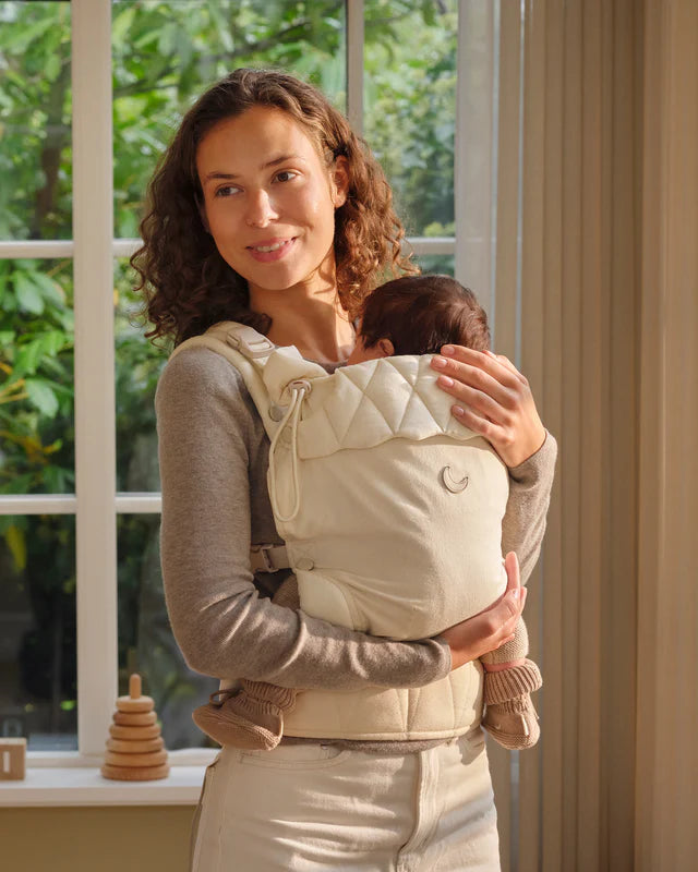 Ergonomische Babytrage – Bio-Baumwolle – Magnetschnallen – Beige – Moonboon