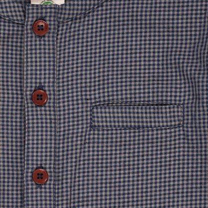 Overhemd top - Biologisch katoen - Navy check - Copenhagen Colors close up