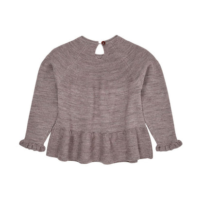 Gebreide trui ruffels - Merino wol - Bruin - Copenhagen Colors achter