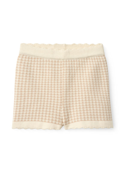 Kort gebreid broekje - Jacquard Beige Check - Katoen - Copenhagen Colors voor