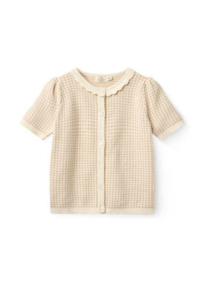 Gebreid vestje korte mouw - Check Beige Jacquard - Copenhagen Colors voor