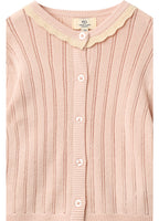Gebreid vestje - Pointelle - Biologisch katoen - Dusty Rose/roze - Copenhagen Colors close up