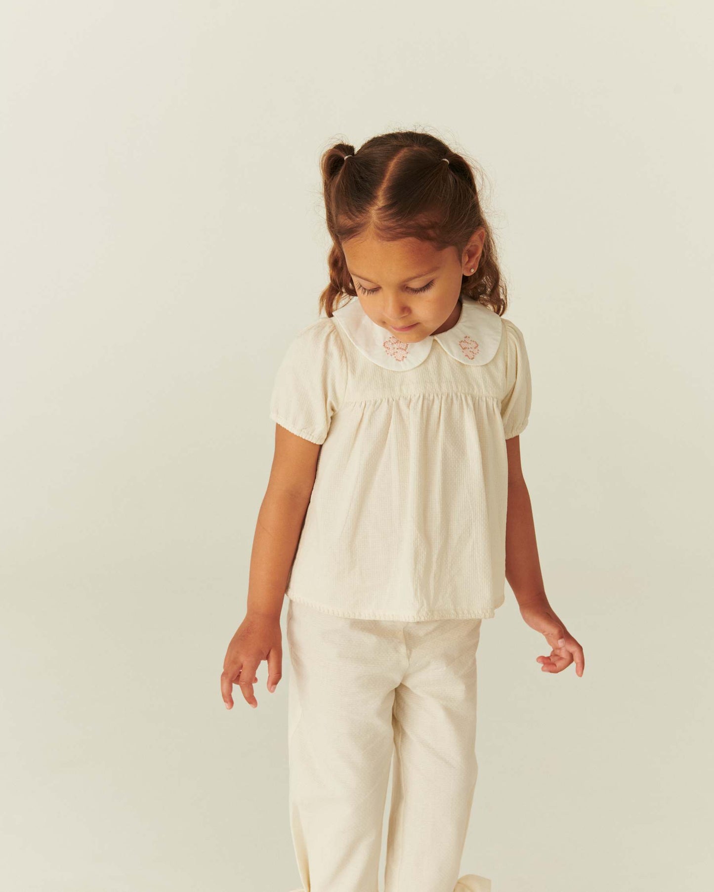Broek met strikjes - Biologisch katoen - Cream/wit - Copenhagen Colors