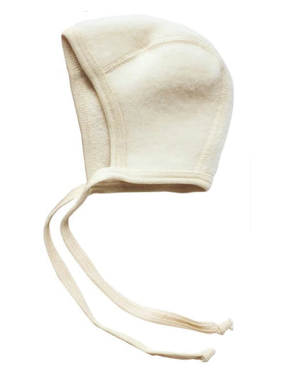 Strik mutsje - Bonnet - Wol fleece - Biologisch merino wol - Engel Natur natural wit