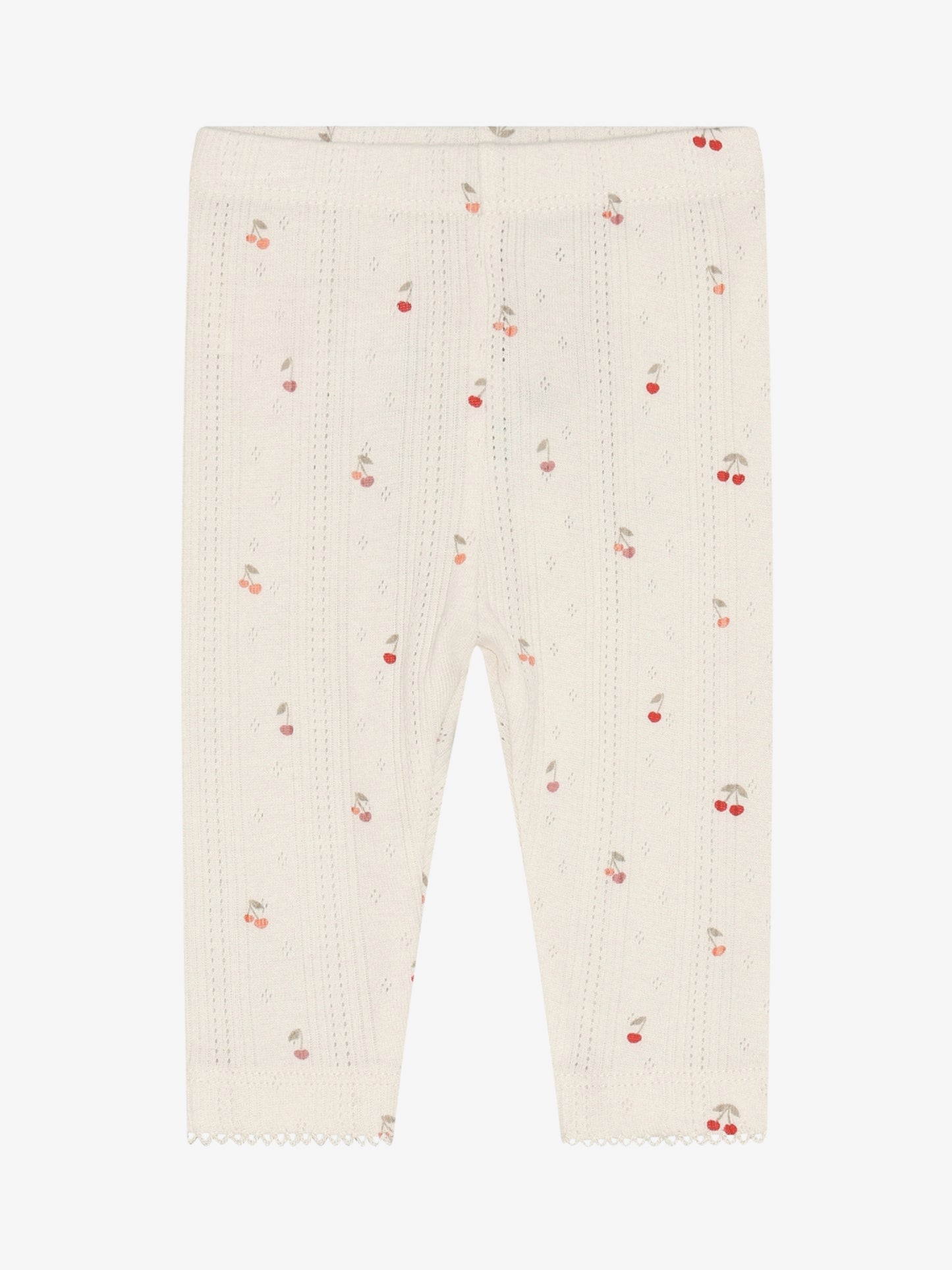Legging pointelle - Biologisch katoen - Kersjes/Ecru - Fixoni voor