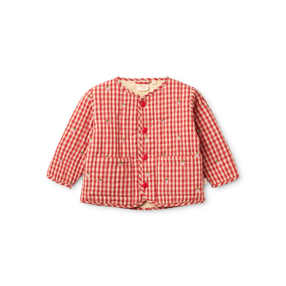 Zomerjasje Molly - Geruit/aardbeitjes - Katoen - Rood/Roze - Flöss voor
