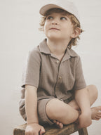 Blouse korte mouw - Biologisch katoen/mousseline - Bruin/Moon Rock - Huttelihut kind