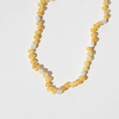 Barnsteen ketting Moonstone & Raw Lemon Amber - 32 cm - Kids 0-3 jaar - Nirrimis
