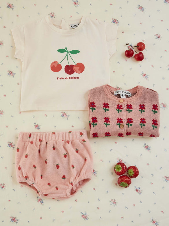 Terry Bloomer - Printed Bloomers - Organic Cotton - Pink/Strawberries - Emile et Ida