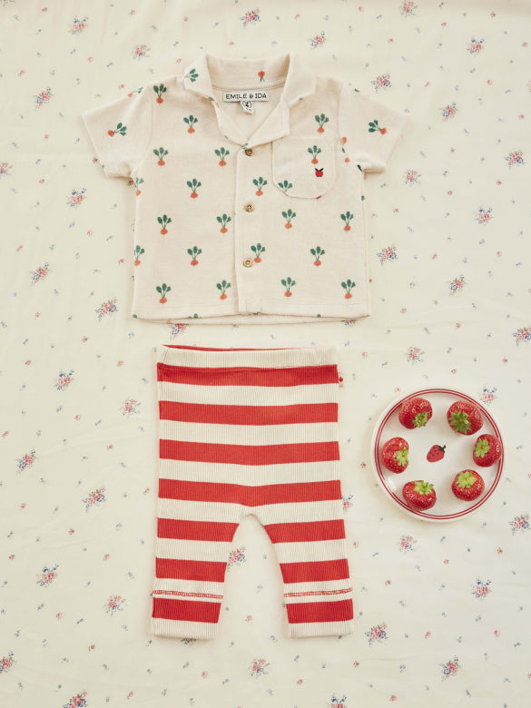 Hemd Top Frottee - Chemise imprimee - Rote Bete/Off White - Emile et Ida