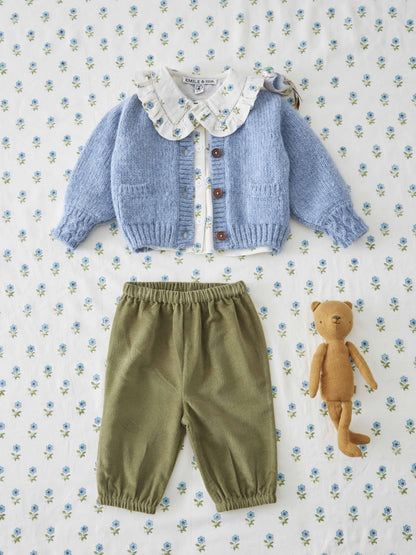 Gebreid vest Cardigan Doudou – Lac – Merinowol & Mako-katoen – Emile et Ida