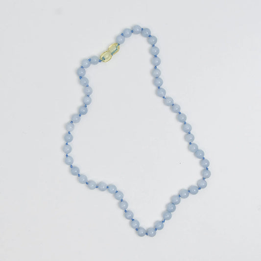 Barnsteen ketting - Light Blue Aquamarine/Blauw - 32 cm - Kids 0-3 jaar - Nirrimis