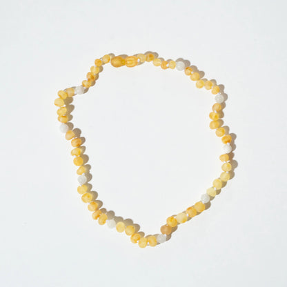 Barnsteen ketting Moonstone & Raw Lemon Amber - 32 cm - Kids 0-3 jaar - Nirrimis