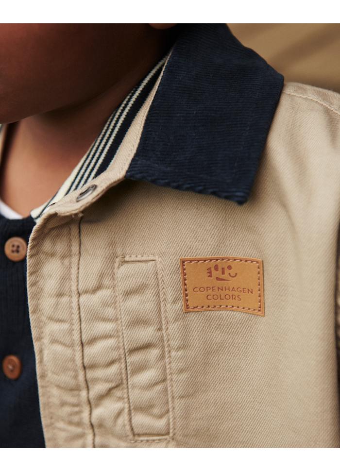 Twill jasje met corduroy kraag - 100% katoen - Beige - Copenhagen Colors