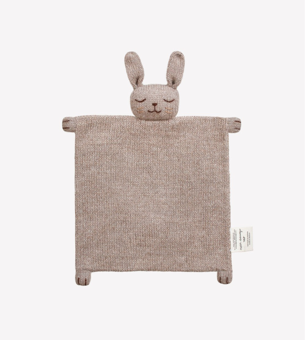 Gestricktes Schmusetuch - Alpaka Wolle - Hase/Kaninchen - Sand - Main Sauvage