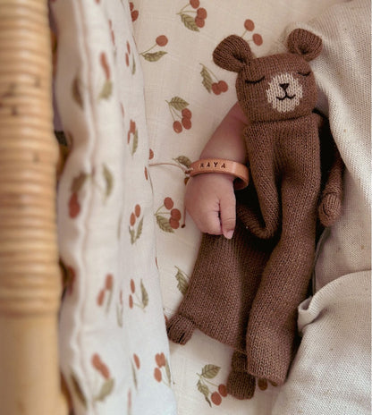 Gestricktes Schmusetuch - Alpaka Wolle - Teddy/Bär - Natur/Braun - Main Sauvage