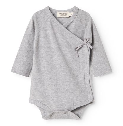 MarMar Copenhagen Belita Wikkelromper met Lange Mouwen – Zacht Baby Romper  Biologisch Katoen & TENCEL™ Modal grey melange grijs