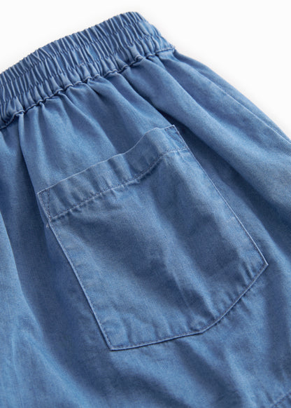 Kort broekje Pinon - Katoen - Light Denim/Blauw - MarMar Copenhagen achter zak