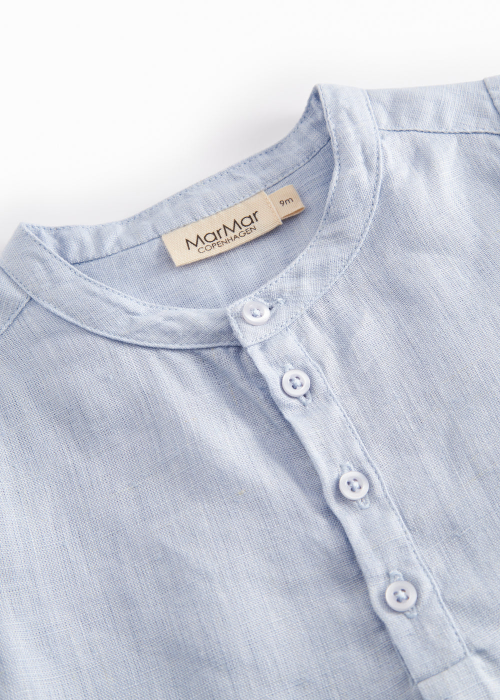 Linnen top Totoro - Blue mist/Blauw - MarMar Copenhagen  close up