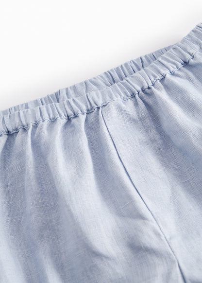 Linnen kort broekje Pabi - Blue mist/blauw - MarMar Copenhagen boven